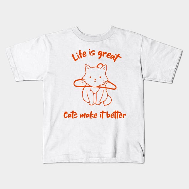 Life is great with cats Kids T-Shirt by Purrfect Shop